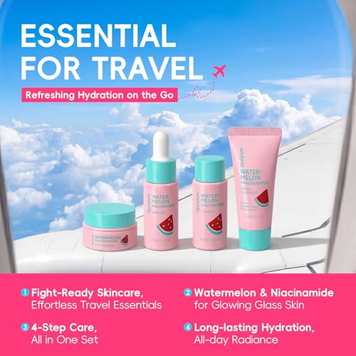 QUIYUM Watermelon Niacinamide Travel Kit – 4 Pcs Skincare Set - Product Imagery