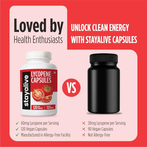 STAY ALIVE Lycopene Supplement for Men 60mg, Natural Tomato - Product Imagery