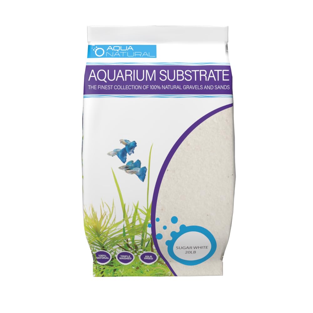 Aqua Natural Substrate, Sugar White Sand, 20lb – Off White, Silica Sand