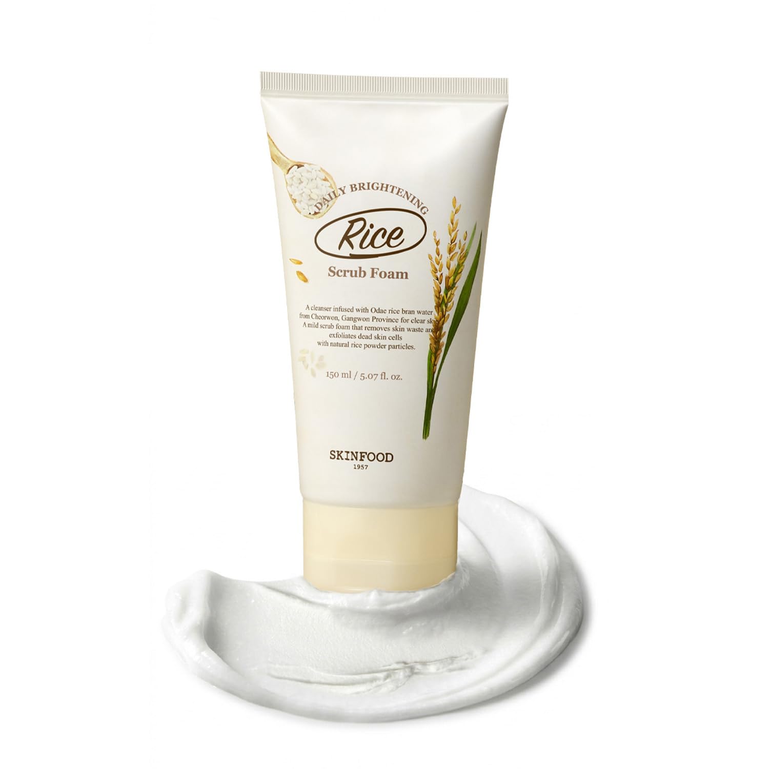 SKINFOOD Rice Daily Scrub Foam, Facial Cleanser with Face Scrub, - Product Imagery