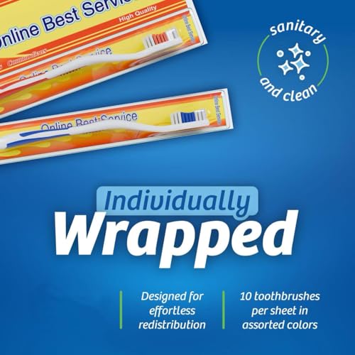 100 Pack Toothbrush Standard Classic Medium Soft Toothbrush Bulk - Product Imagery