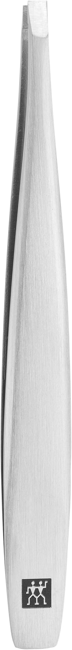 ZWILLING Angled Tweezers (for eyebrow plucking, textured, perfectly calibrated tips, hypoallergenic), Premium, Silver, 3