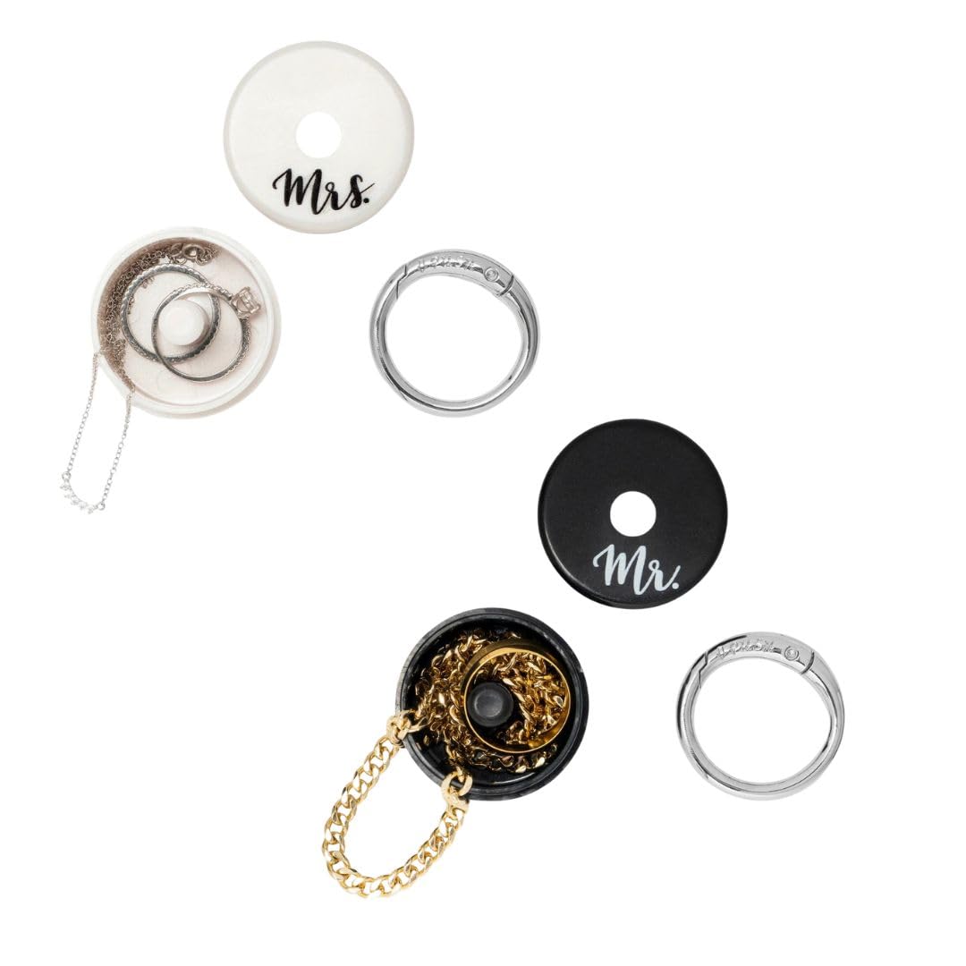 Lion Latch Travel Jewelry Box Case,Ring Holder (Mr. & Mrs) – packaging and label