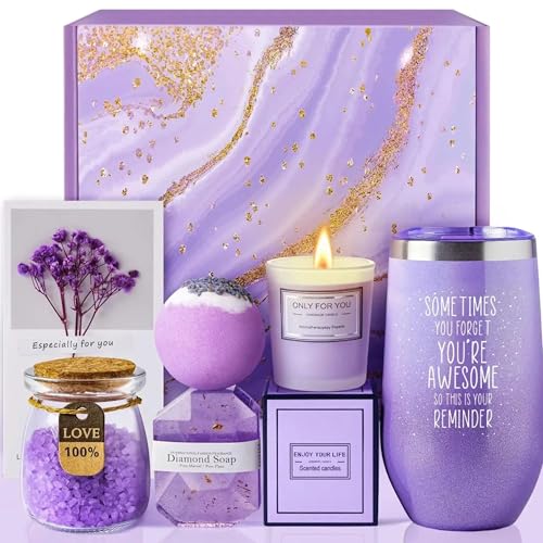 Purple Spa Gift Set 6 Piece Bath and Relaxation Set with - Handmade Official Imagery - 1