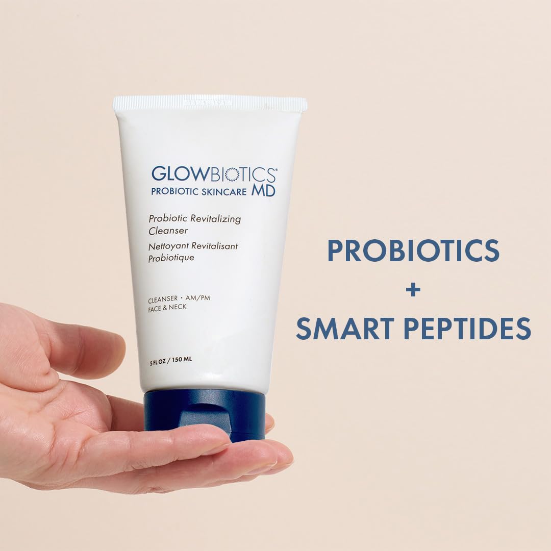 Glowbiotics Probiotic Revitalizing Cleanser - Anti-Aging Face Wash with Peptides - 5 oz - Hydrating Gel for Hormonal, Dr
