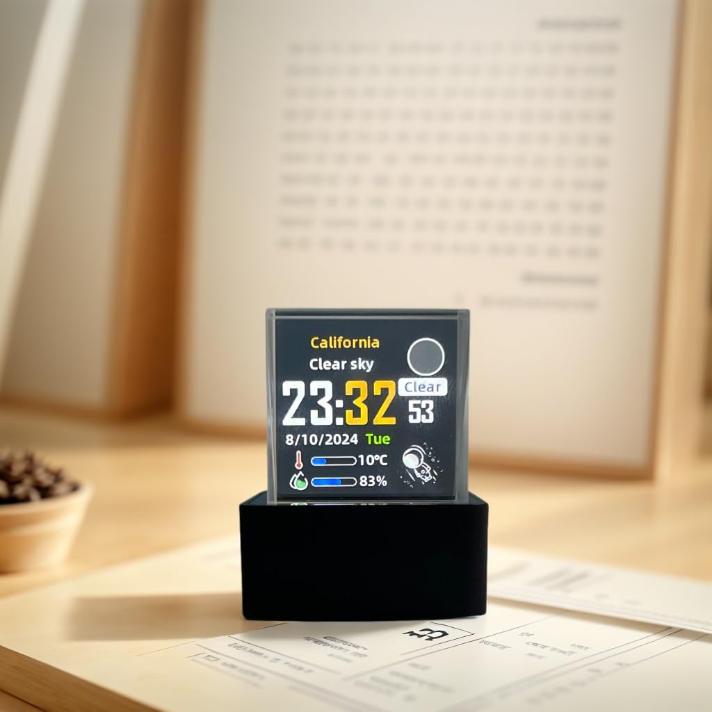 MLWSHR HolaCube WiFi Holographic Crystal 3D Photo Display, Smart Weather Station & Digital Clock with GIF Animations and