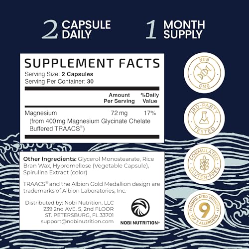 Magnesium Glycinate 400mg, High-Absorption Magnesium for Sleep & - Product Imagery