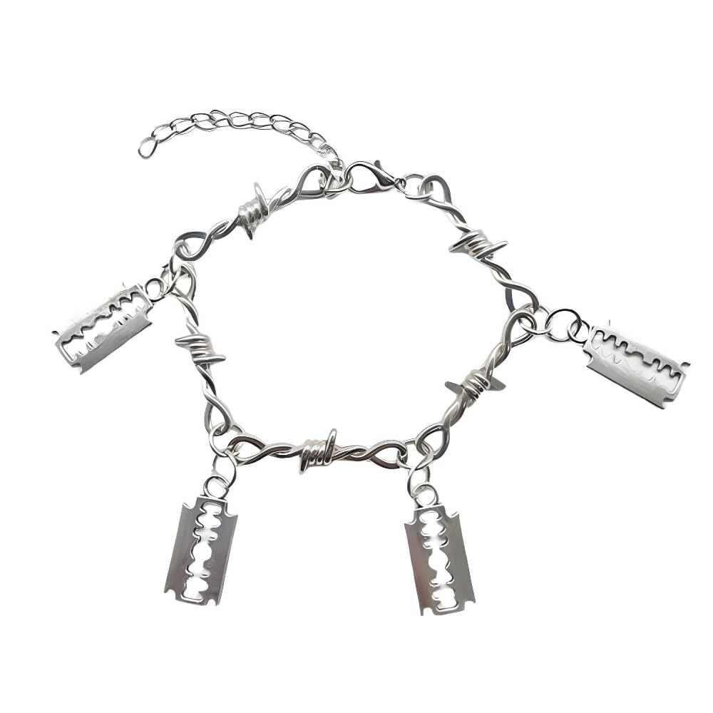 925 Sterling Silver Blade Barbed Wire Necklace Bracelet For Men and Women - Barbwire Little Thorns Chain Choker Jewelry 