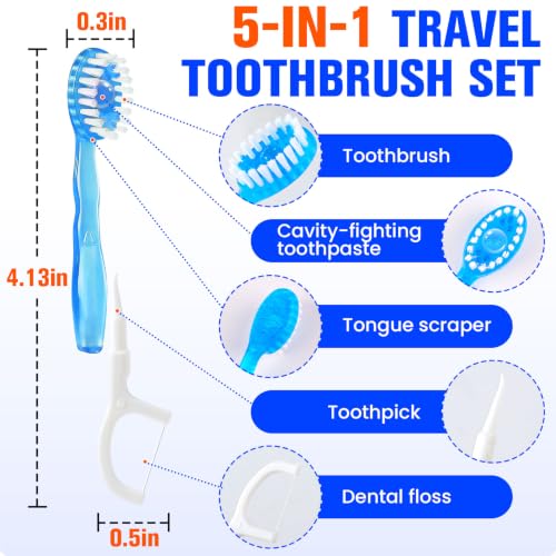 36 Pack 5-in-1 Mini Disposable Toothbrush, WaterlessToothbrushes - Product Imagery