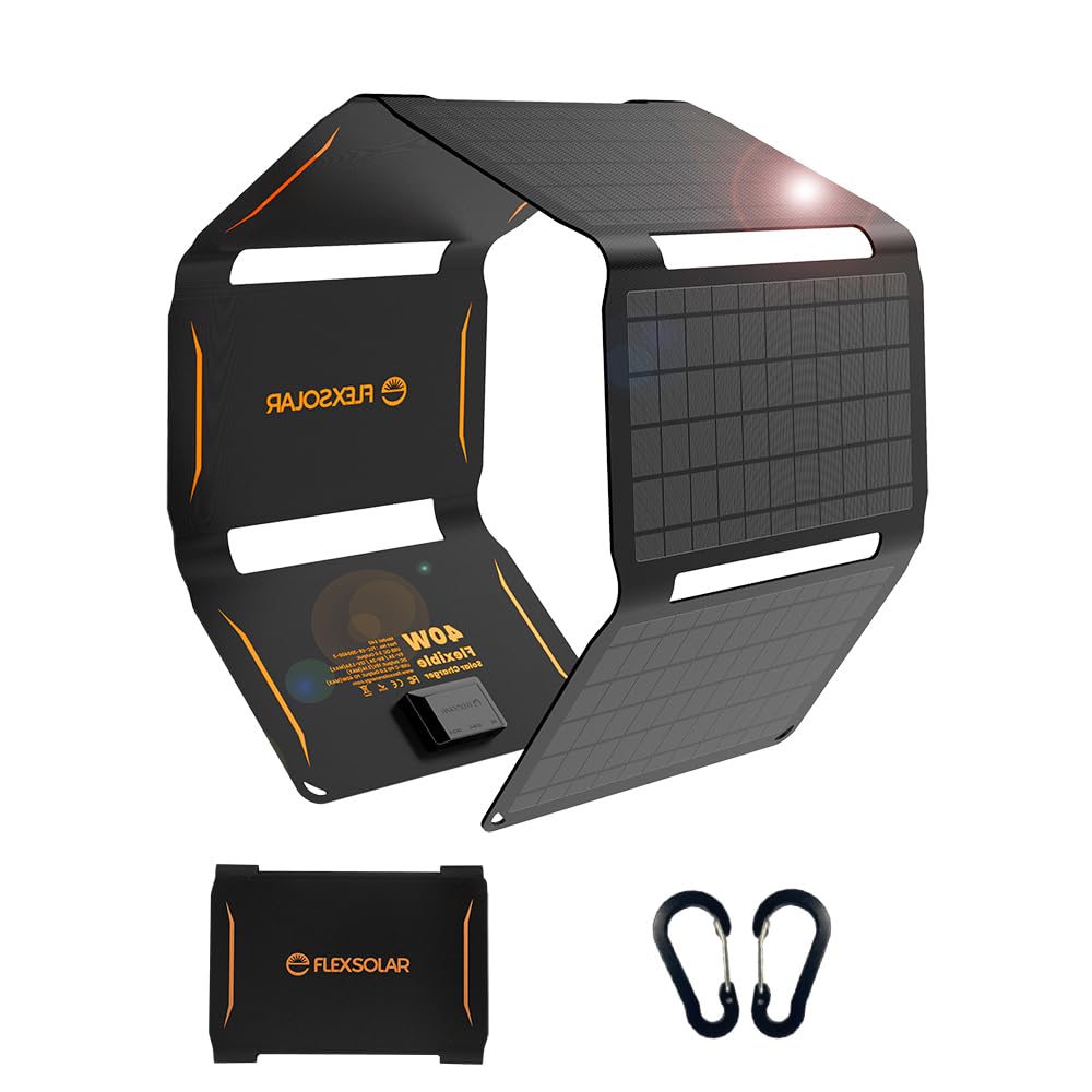 FlexSolar 40W Foldable Solar Panel Charger, USB-C USB-A & DC Outputs – product photo (Solar Chargers)