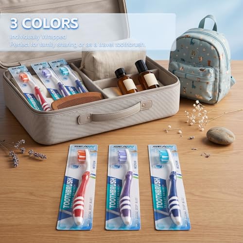 Manual Medium Toothbrushes 6 Pack for Adults with Tongue Cleaner - Product Imagery