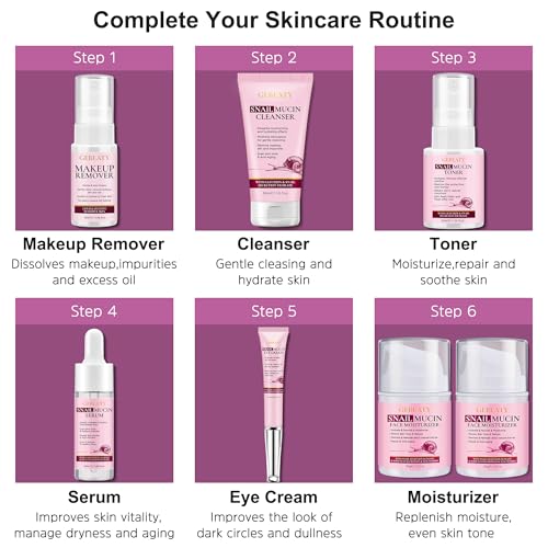 Skin Care Set, 7-Piece Hydrating & Repairing Snail Mucin - Product Imagery