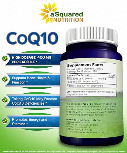CoQ10 400mg - 200 Capsules - Co Q 10 Supplement - Coenzyme Q10 - Product Imagery