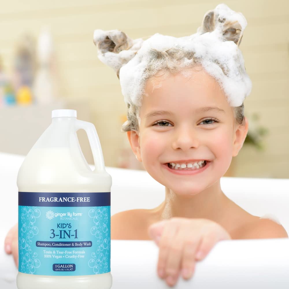 Ginger Lily Farms 1 gal Kid's 3-In-1 Shampoo, Fragrance-Free