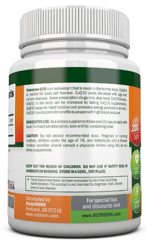 NutriONN CoQ10 200mg (Double Strength), 120 Capsules - High - Product Imagery
