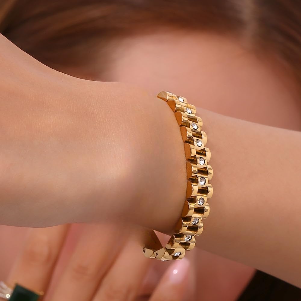 Madornio 18K Gold Plated Stainless Steel Bracelet for Women Non-Tarnish, Waterproof, Chunky Link Chain – Fashion Jewelry