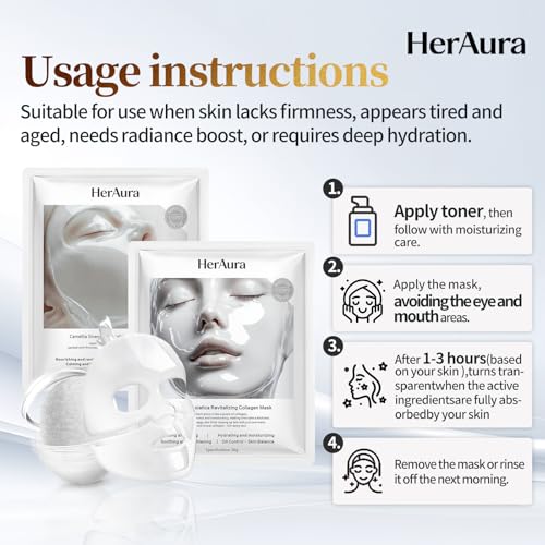 Collagen Face Mask Skin Care 5-Pack Camellia Sinensis and - Product Imagery