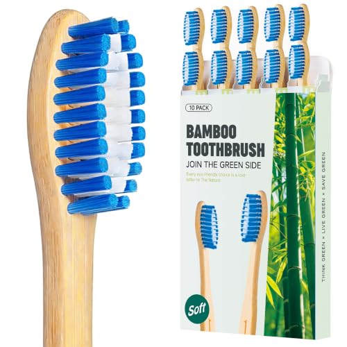 Bamboo Toothbrushes, Plant-Based Soft Bristles 10 Pack - Product Imagery