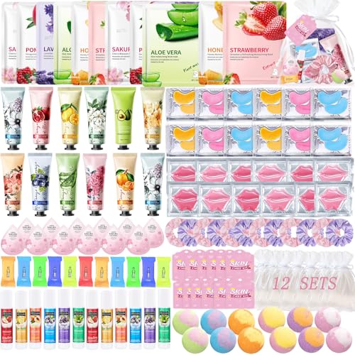 YALARY 132 Pcs Spa Party Supplies for Women, Include Facial Mask, Face Cream, Hand Creams, Lip Balms, Under Eye Patches,
