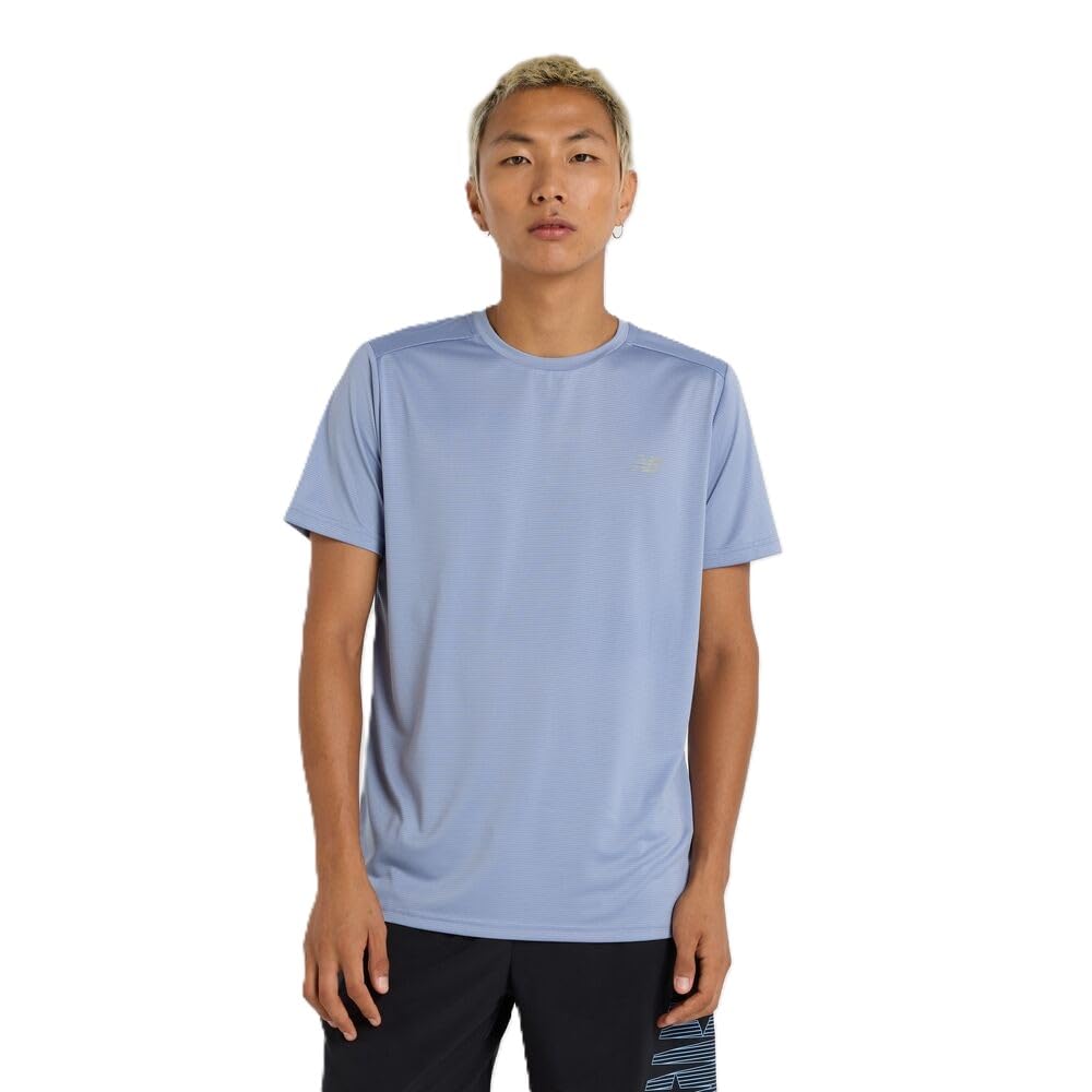 New Balance Men's Sport Essentials Heathertech T-Shirt – back view and specifications