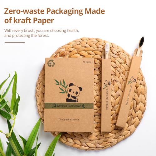 Virgin Forest Bamboo Toothbrushes 10pk, Soft BPA Free - Product Imagery