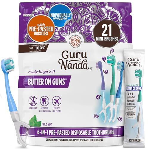 GuruNanda Disposable Travel Toothbrush 2.0, Fluoride Free - Product Imagery