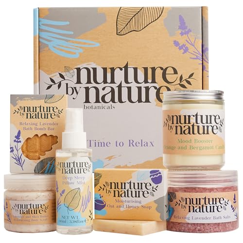 Nurture by Nature Botanicals Nurture by Nature Spa Gift Baskets for Women - at Home Spa Kit, Bath Set