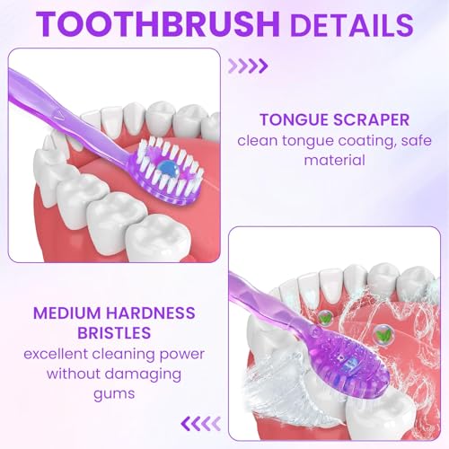48 Pack 5-in-1 Mini Toothbrush Disposable, Prepasted Toothbrushes - Product Imagery