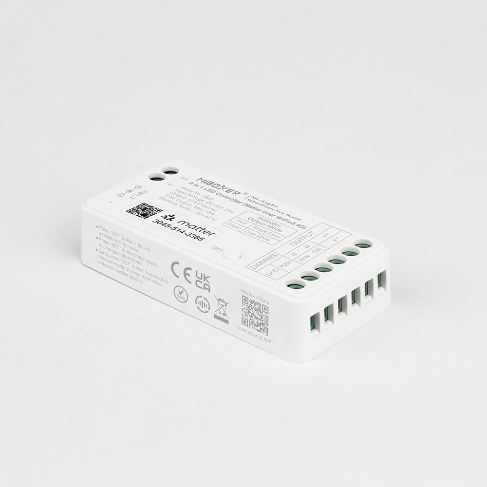 LGIDTECH SM2 Miboxer 2 in 1 Matter LED Strip Light Controller,Smartphone APP Control Directly, Compatible with Siri, Goo