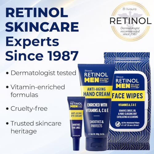 LIVAURA Retinol Face Wipes for Men - Facial Cleansing Wipes for - Product Imagery