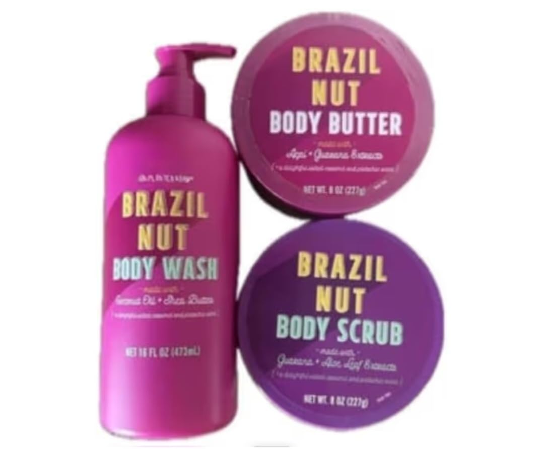 Brazil Nut Body Wash 16oz Body Butter and Body Scrub 8 ozeach - Product Imagery