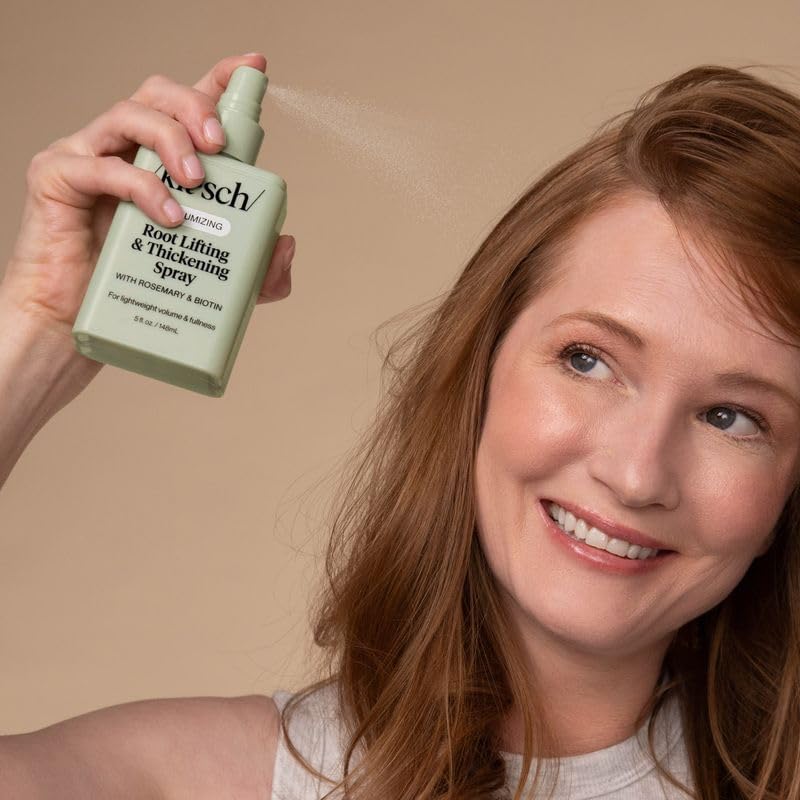 Kitsch Root Lifting & Thickening Spray 5oz bottle, hair styling agent for volume and full-bodied hair, displayed against a neutral background.