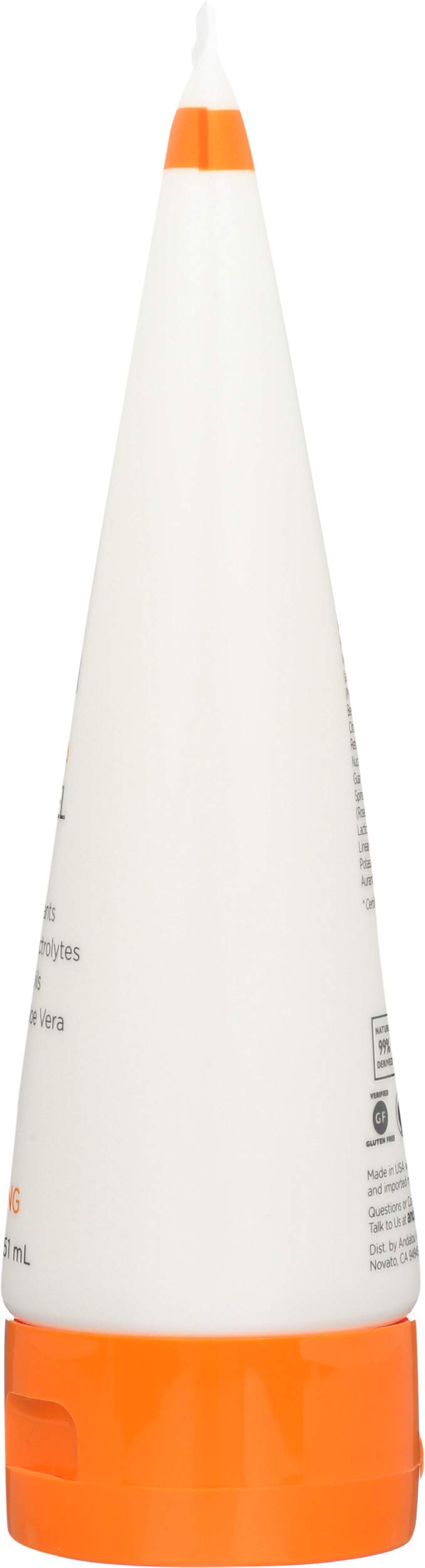 Andalou Naturals Mandarin Vanilla shower gel in an 8.5 oz bottle with a colorful label, showcasing a citrus and vanilla scent.