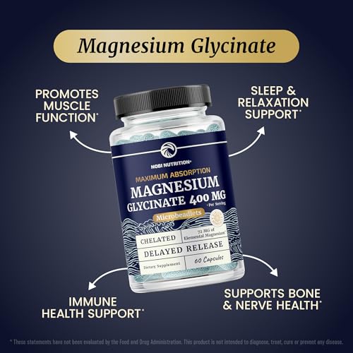 Magnesium Glycinate 400mg, High-Absorption Magnesium for Sleep & - Product Imagery