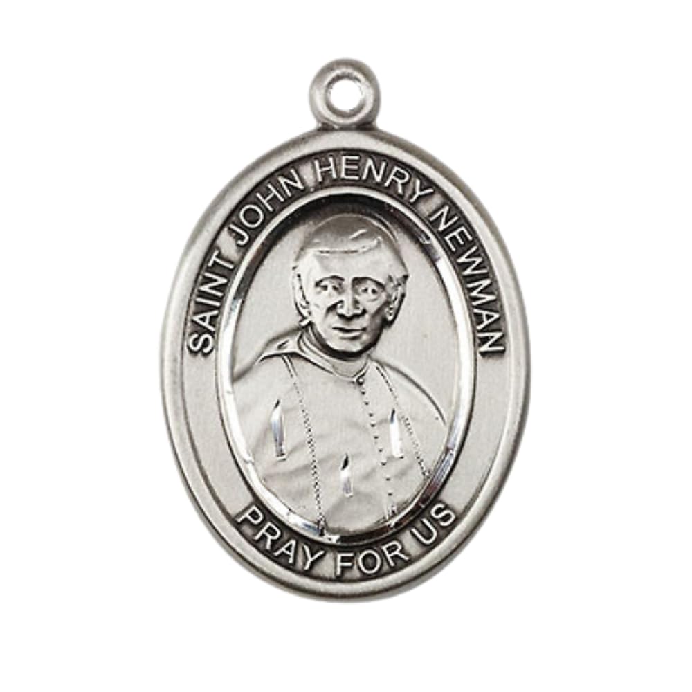 Everlasting Light Jewelry Medium Blessed John Henry Newman Medal Pendant - Pewter 18 Inch Necklace – close-up detail in 