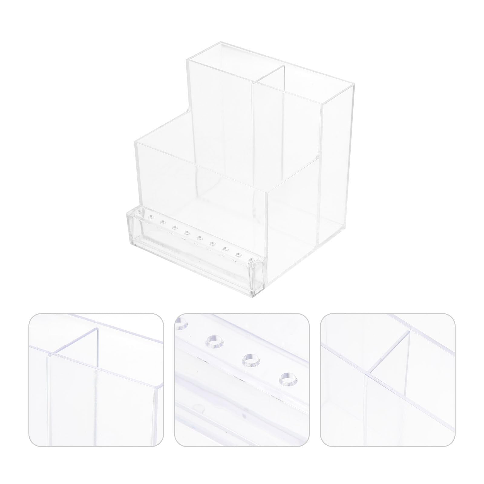 HEATSHAKING Nail Tool Storage Box with Compartment Holder and Acrylic Manicure Organizer, Multi-function Desktop Case for Personal Nail Care and Makeup Accessories
