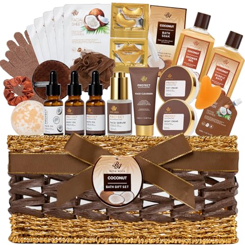 Gifts for Women & Men, 32 Pcs Coconut Vanilla Spa Gift Basket - Product Imagery