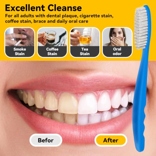 Huge Head Toothbrush,Hard & Firm Toothbrush for Adults 4 Pack - Product Imagery