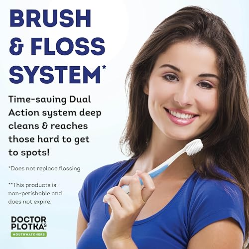 MOUTHWATCHERS Soft Manual Toothbrush, Adults, Flossing Bristles, - Product Imagery