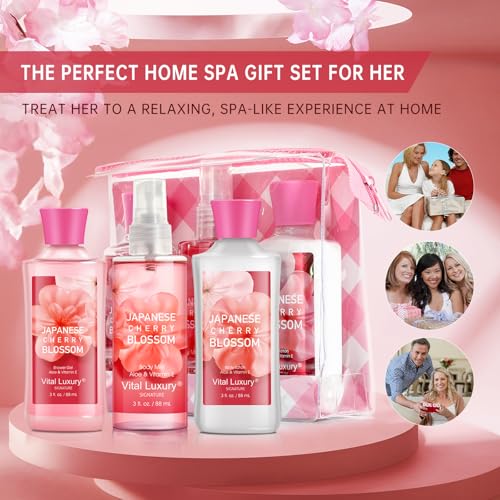 Self Care Gift Set for Women - 3PC Japanese Cherry Blossom Spa - Product Imagery