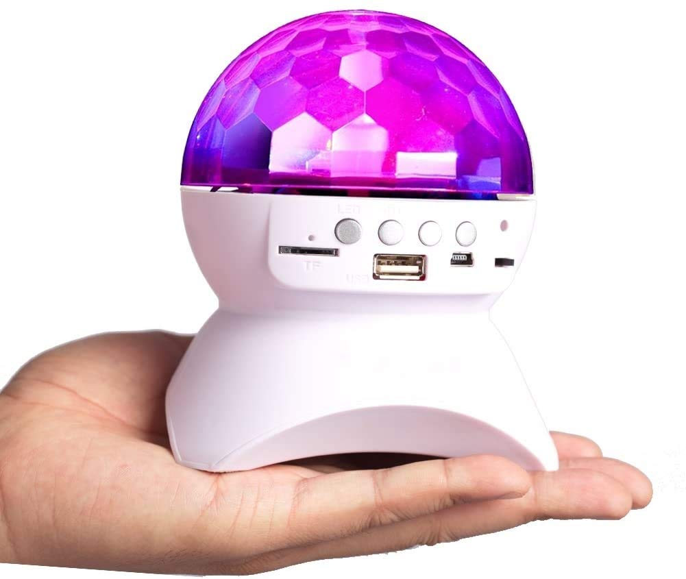 HTRise Disco Ball Home Party Light Show Speaker – Red, Green, Blue, White, Purple, Acrylic, Plastic, 11.2 centimeters