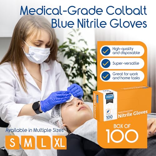 Inspire Cobalt Blue Nitrile Disposable Gloves | 4.5 Nitrile - Product Imagery