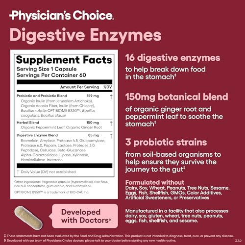 Physician's CHOICE Digestive Enzymes for Bloating & Digestion - - Product Imagery