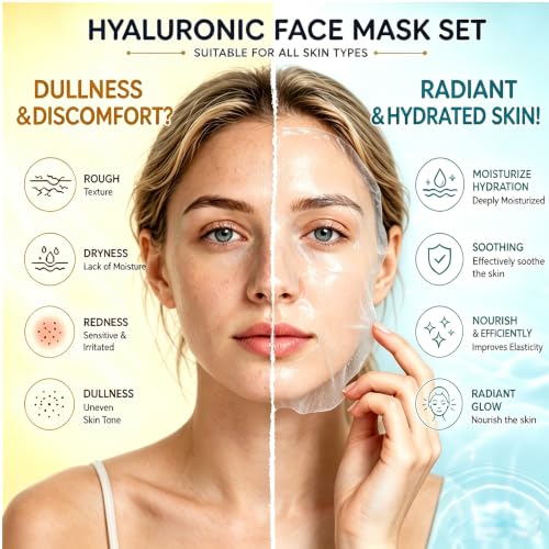 30-Piece Hydrating Face Masks Bulk, Sheet Masks for Skincare - Product Imagery