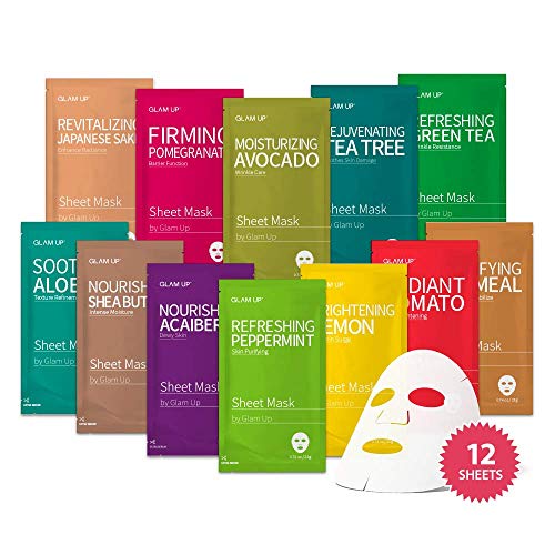 GLAM UP Korean Facial Sheet Mask 12 Pack – Hydrating Glass Skin - Product Imagery
