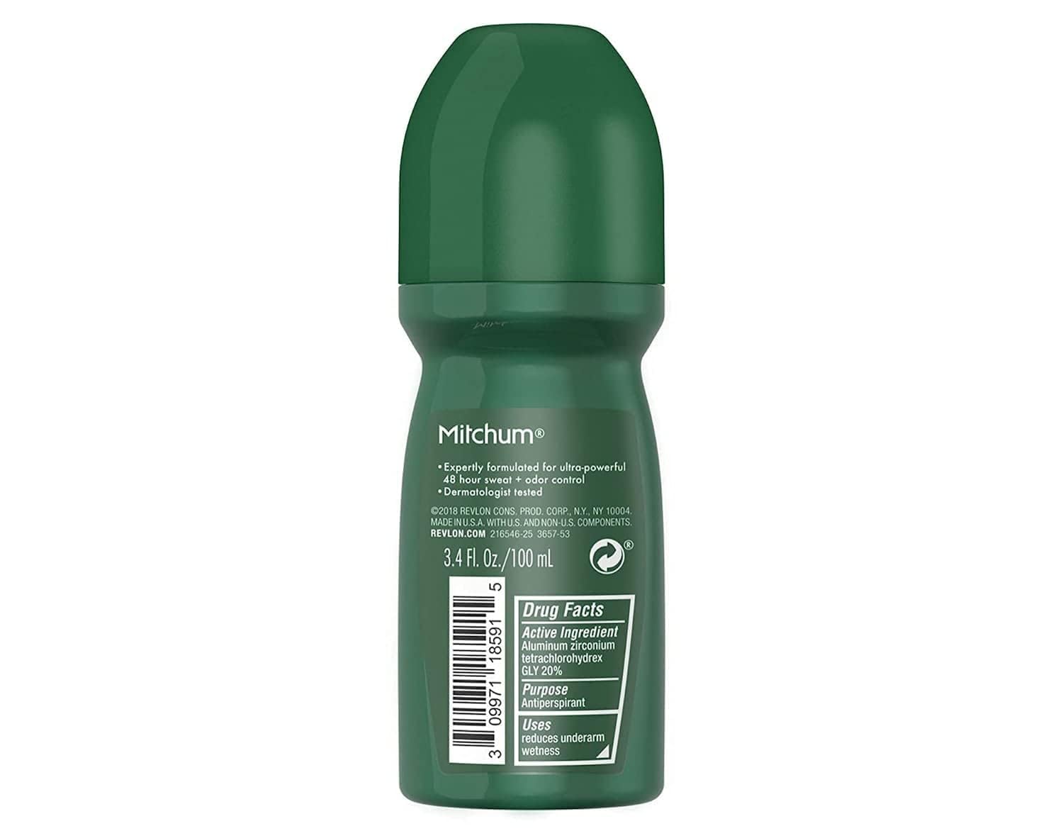 Mitchum Invisible Anti-Perspirant and Deodorant Roll-On in unscented formula, 3.4 oz, packed in a set of four bottles.