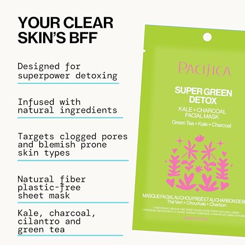 Pacifica Super Green Detox Sheet Mask – Charcoal, Kale & Clay - Product Imagery