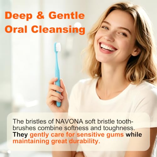 Navona 6 Pack Extra Soft Toothbrushes for Adults, Soft Bristle - Product Imagery
