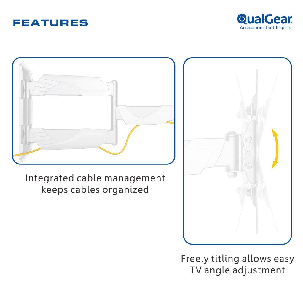 QualGear UL Listed Low Profile Full Motion TV Wall Mount for 23-42 Inch TVs – full view