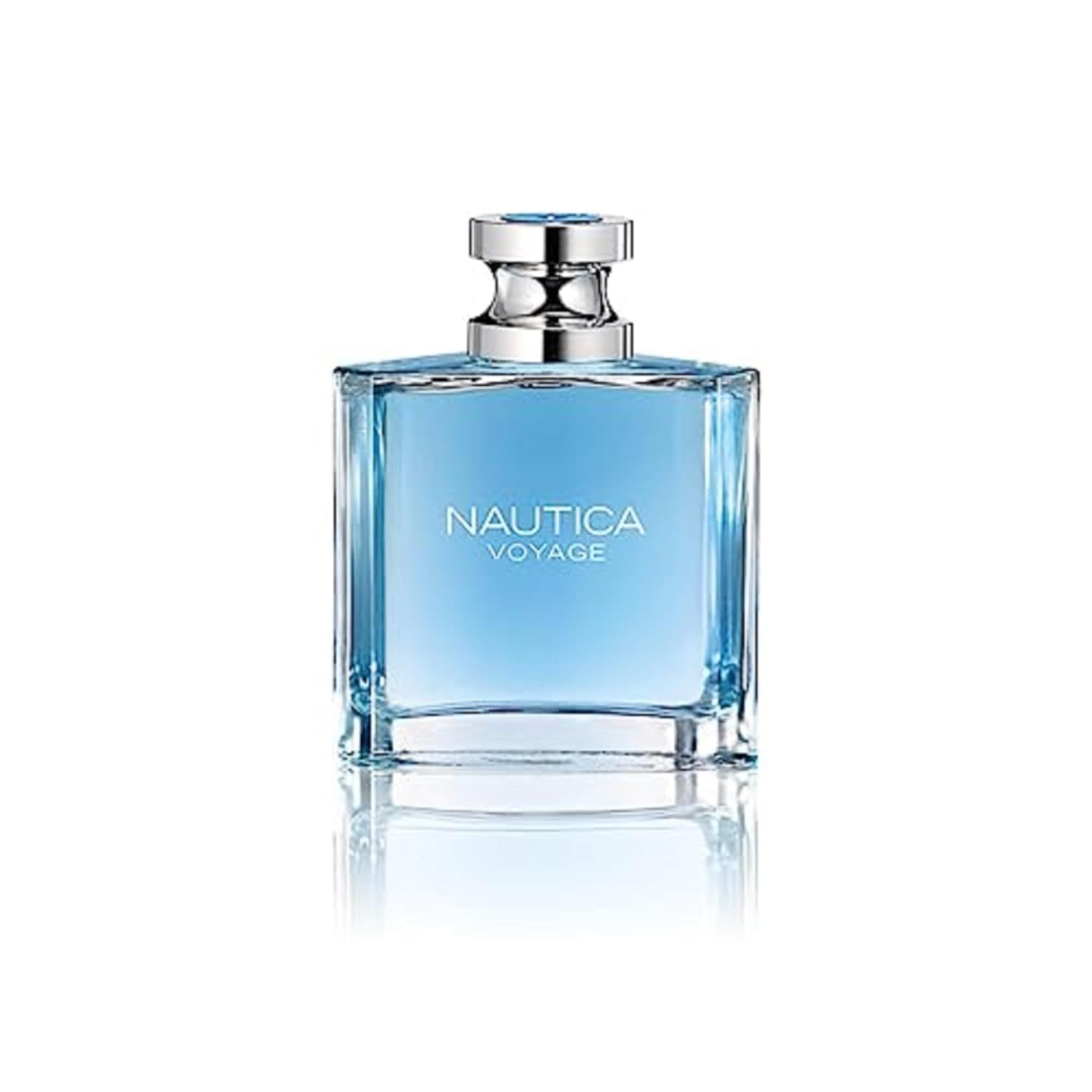 Nautica Voyage men's eau de toilette spray, 3.3 fl oz, featuring a sleek bottle with blue and silver accents.